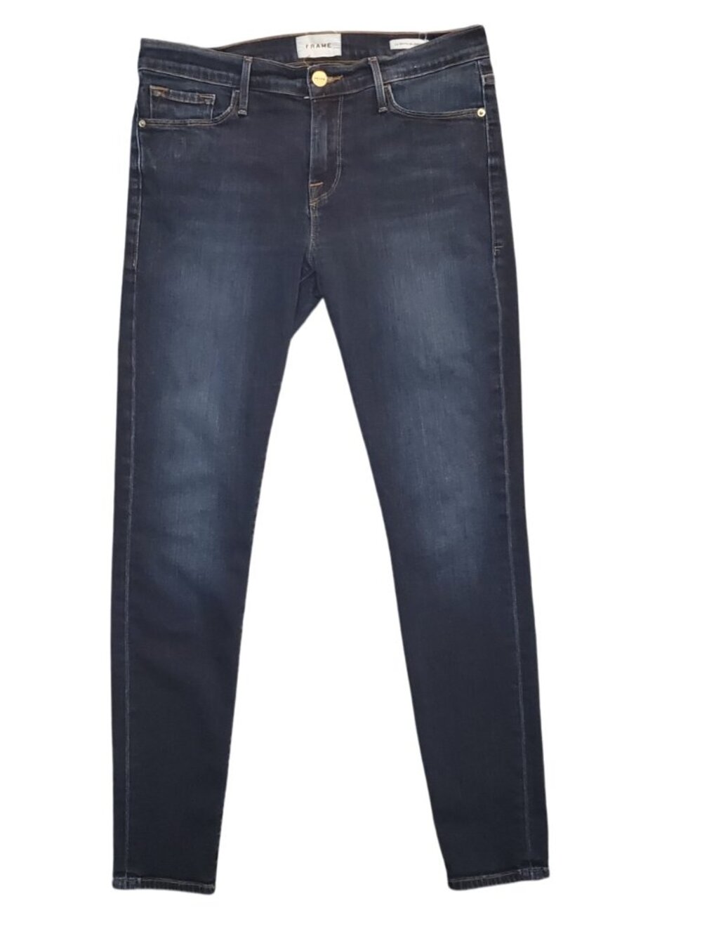 Frame Le Skinny de Jeanne Sz 29 (Meas 31x29 9" Mid Rise) Dark Stretch Jeans A15